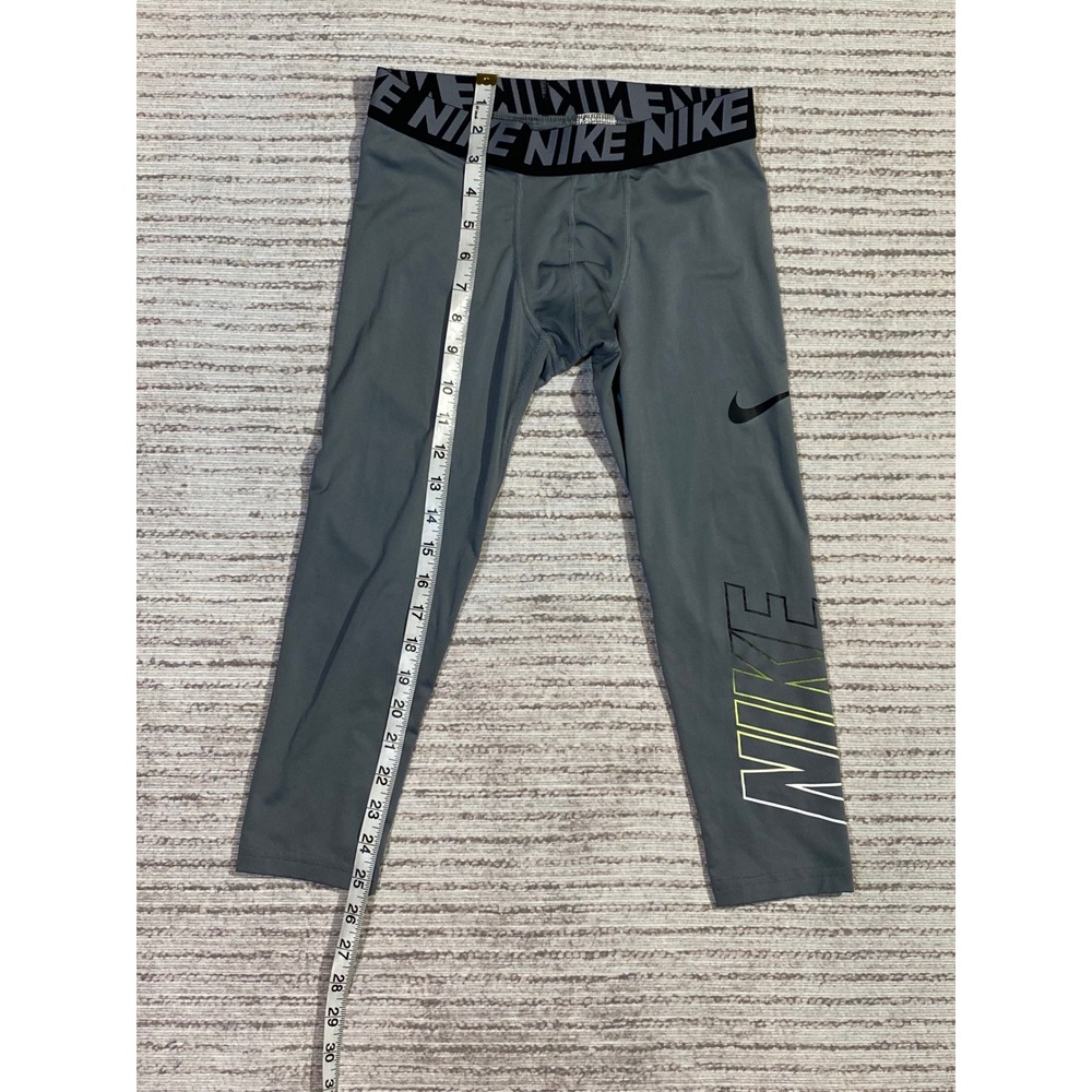 Nike Pro Dri-FIT Boys Compression Tights Gray Athletic Leggings Size Large L - Picture 2 of 7